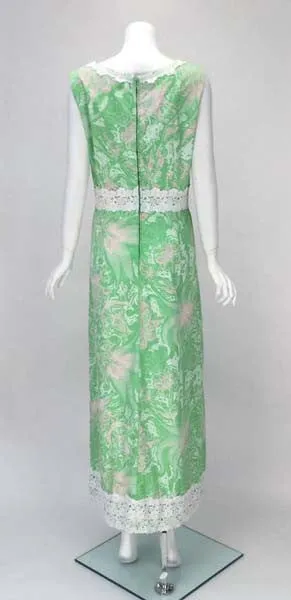 1960s Multi-Color Cotton Floral Print Maxi by Shifts International of Miami