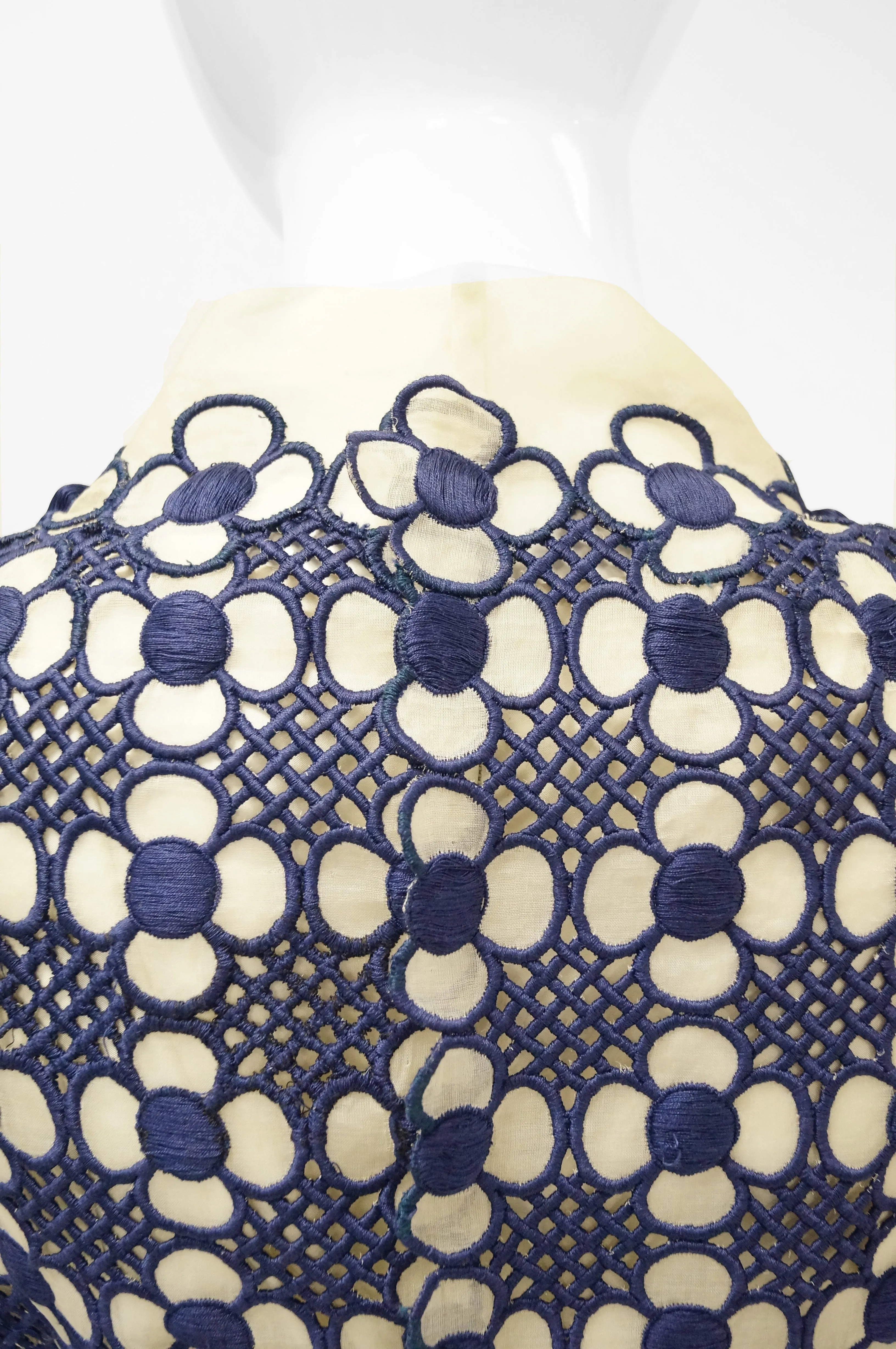 1968 Christian Dior Haute Couture Floral Lattice Lace Mod Dress Original Design