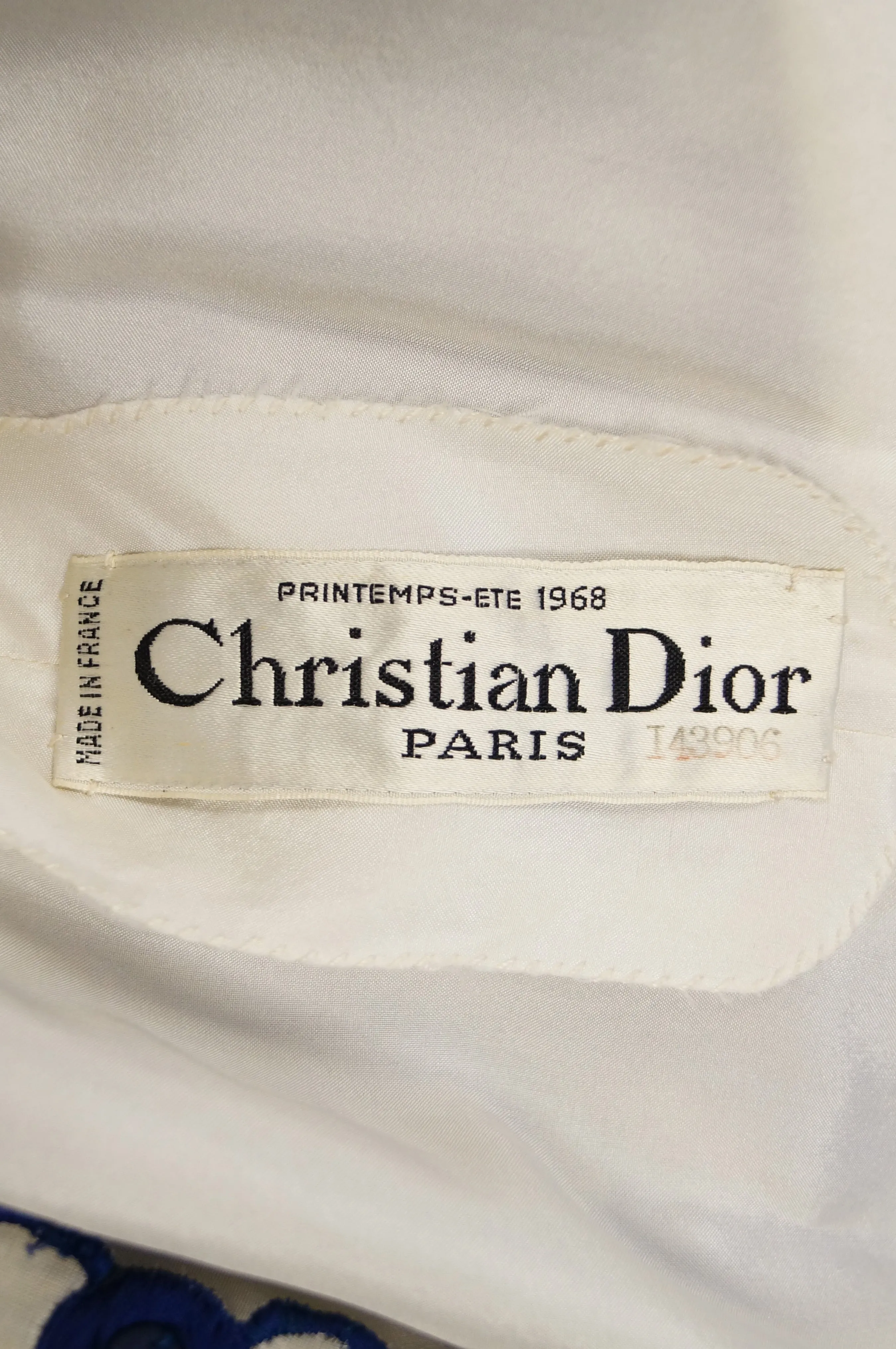 1968 Christian Dior Haute Couture Floral Lattice Lace Mod Dress Original Design