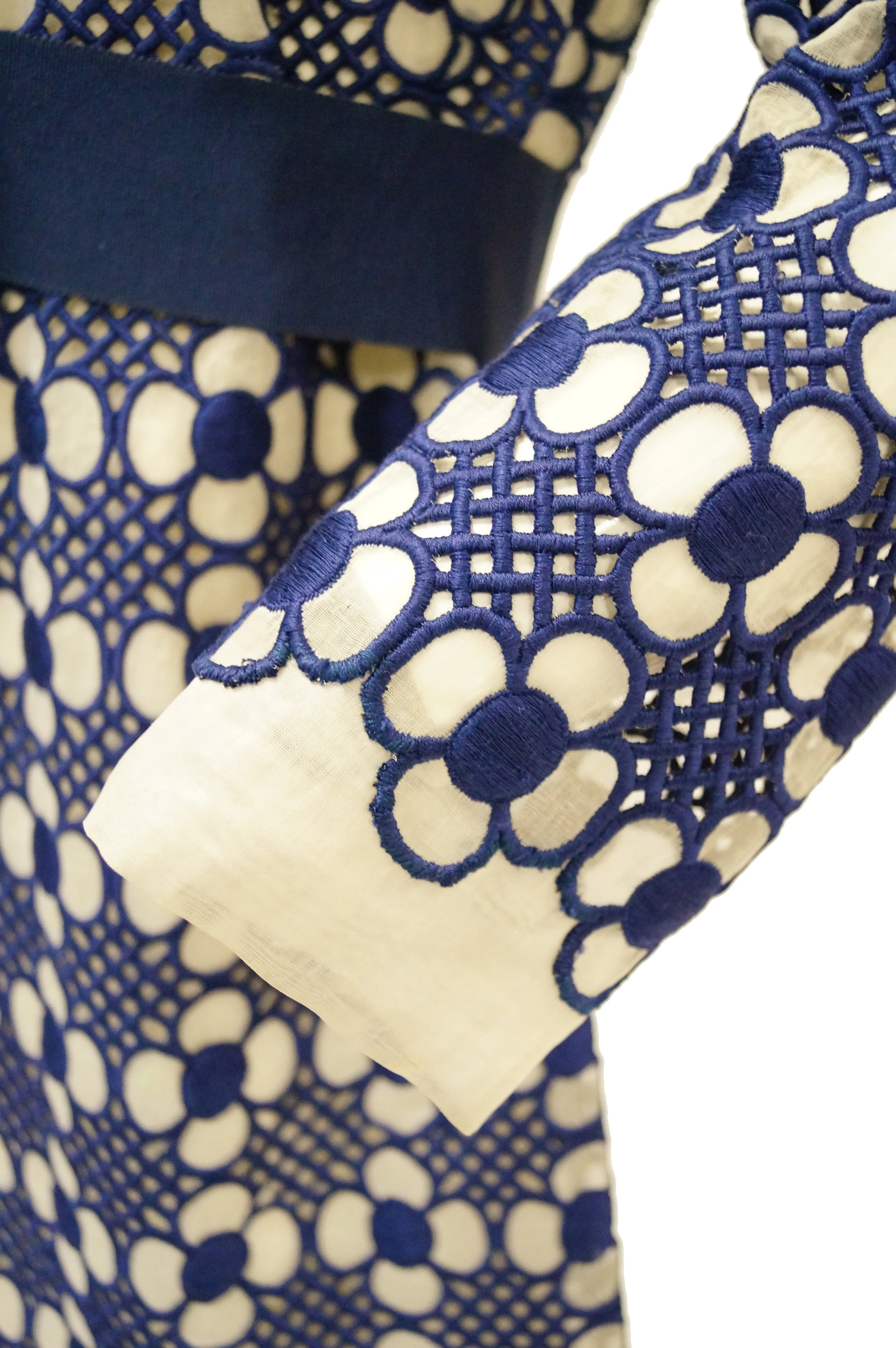 1968 Christian Dior Haute Couture Floral Lattice Lace Mod Dress Original Design