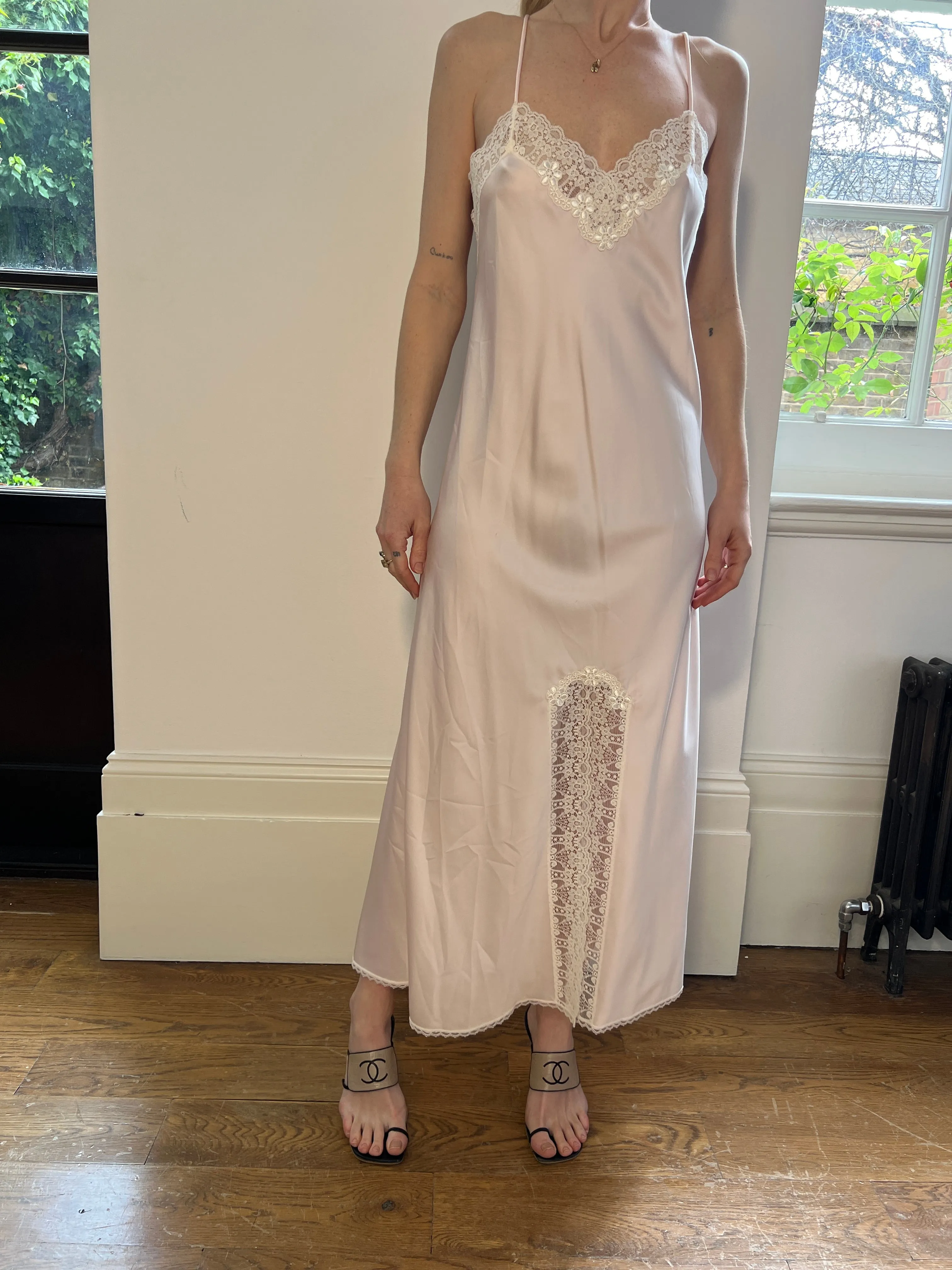 ARCHIVE - 1990s Christian Dior Pink and Lace Slip Dress