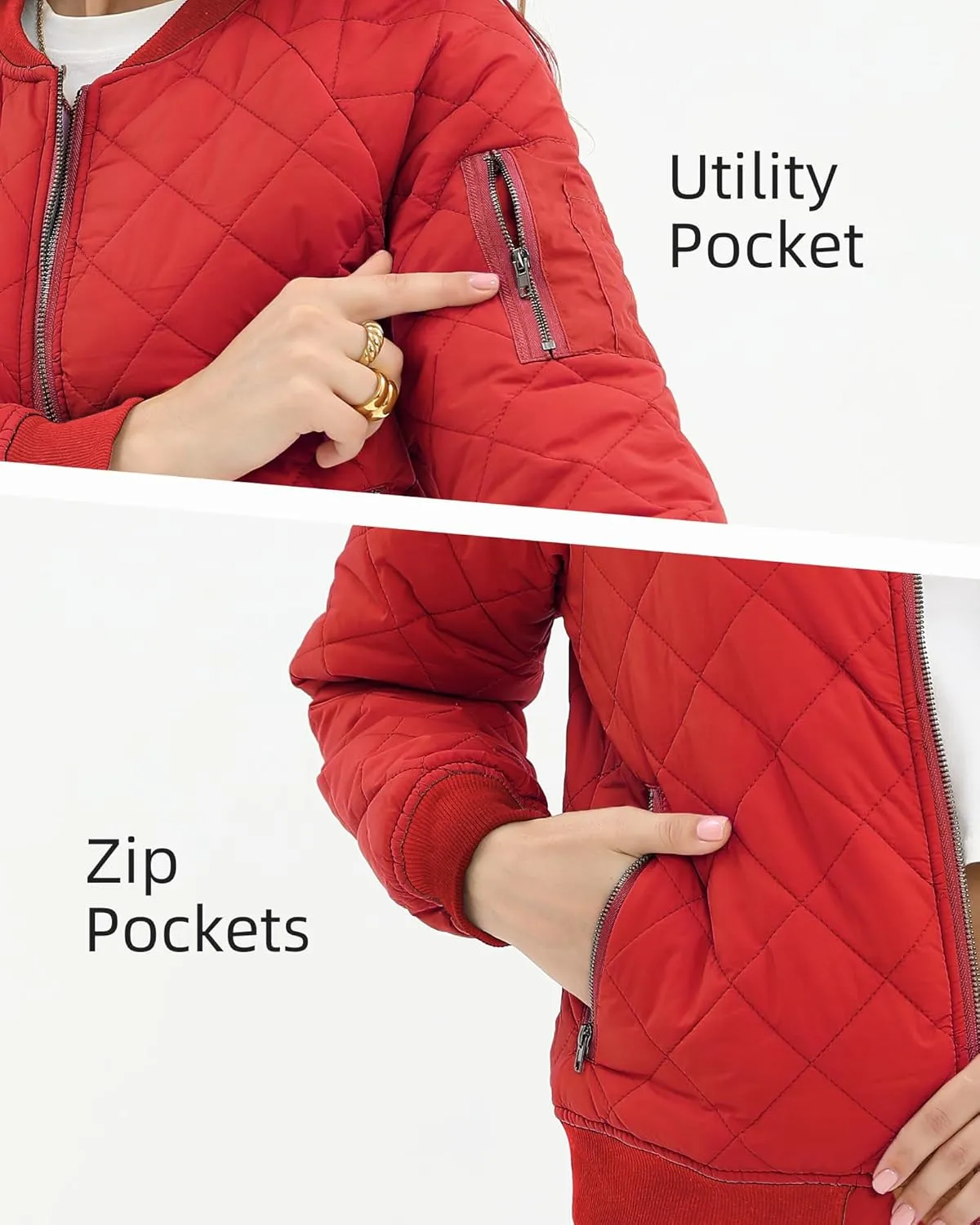 Argstar Women's Quilted Bomber Jakcet with 5 Pockets (XS-XXL)