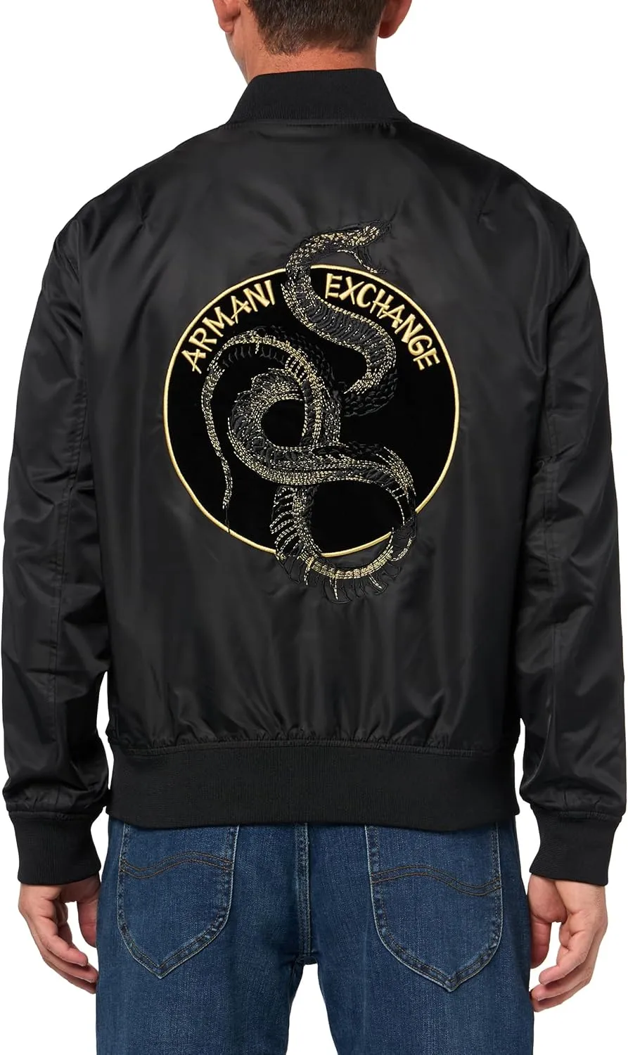 Armani Exchange Men's Reversible Snake Graphic Bomber Jacket