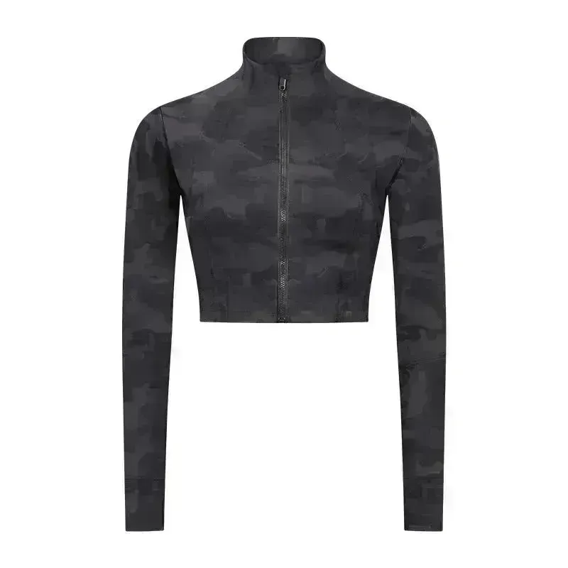 Autumn And Winter New Elastic Slim-fit High neck Zip Up Yoga crop top