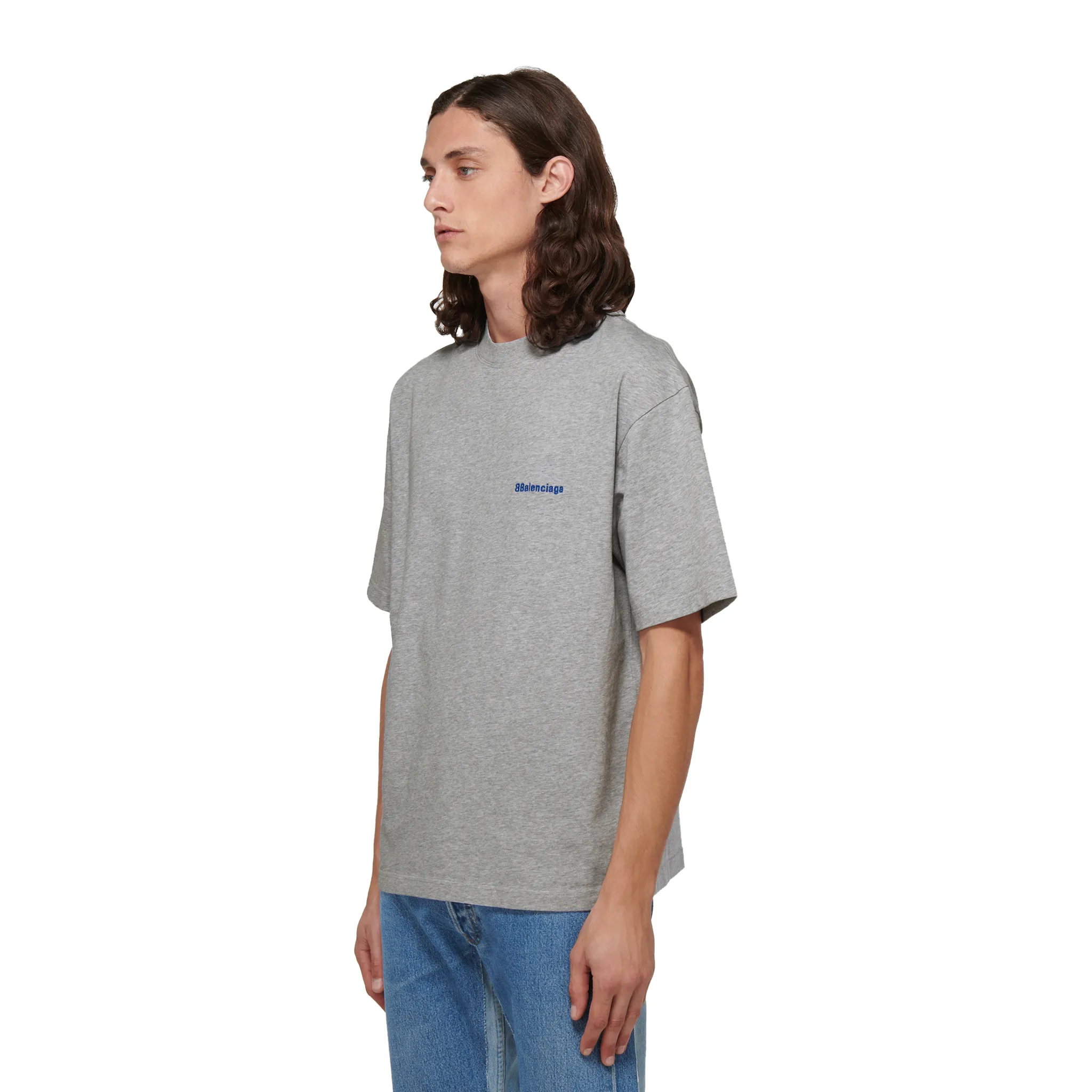 BALENCIAGA BB Text Logo Tee Grey