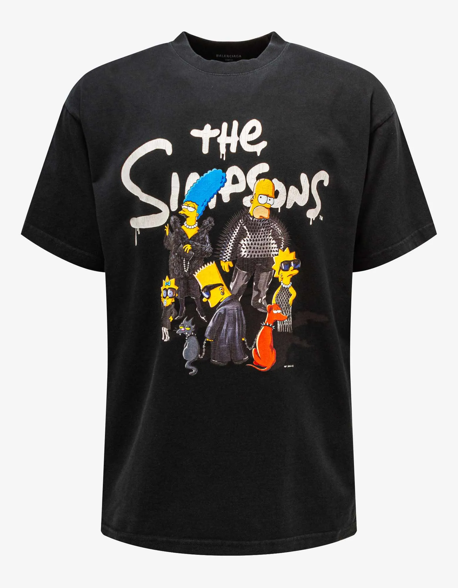 Balenciaga Black The Simpsons Print Oversized T-Shirt