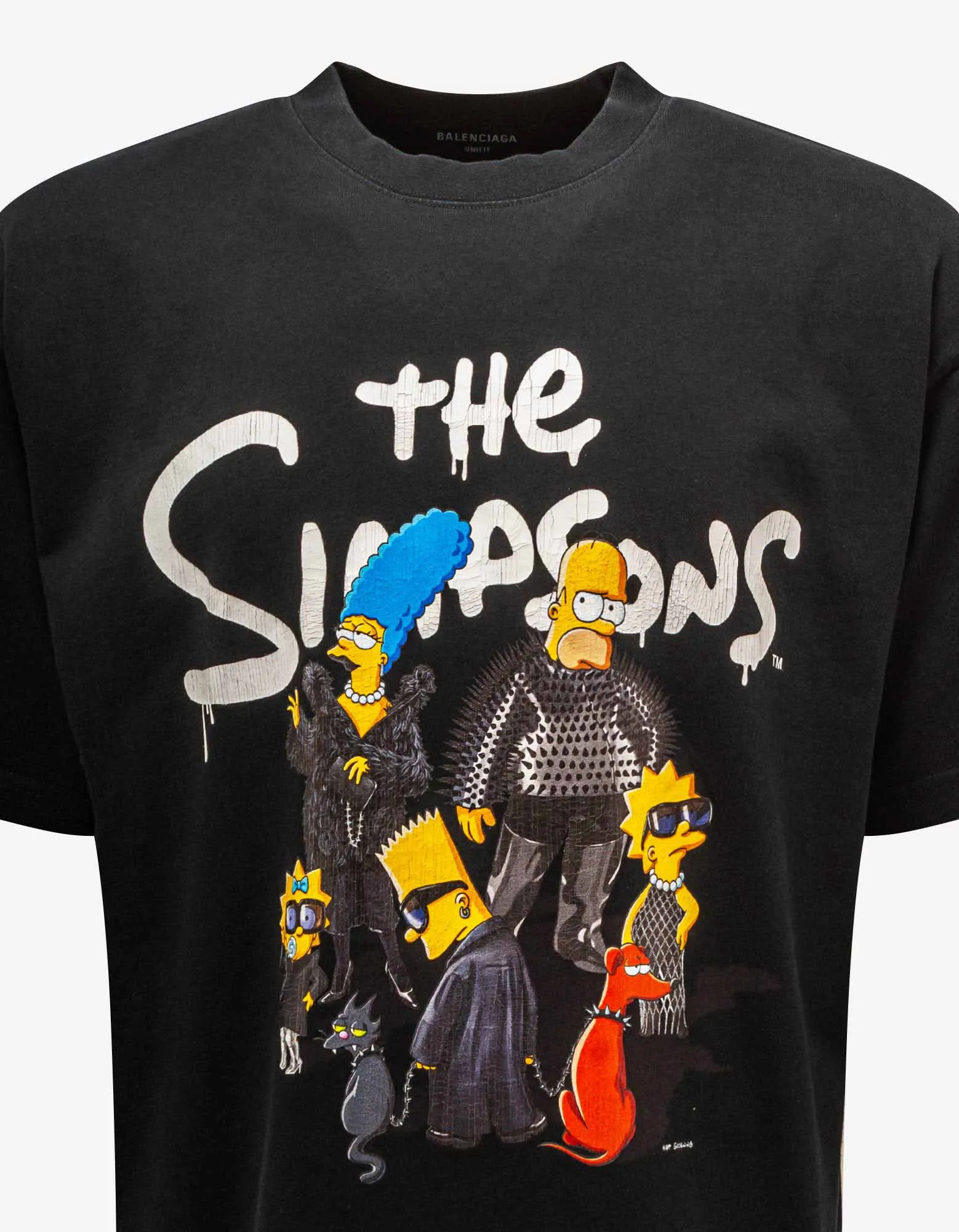 Balenciaga Black The Simpsons Print Oversized T-Shirt