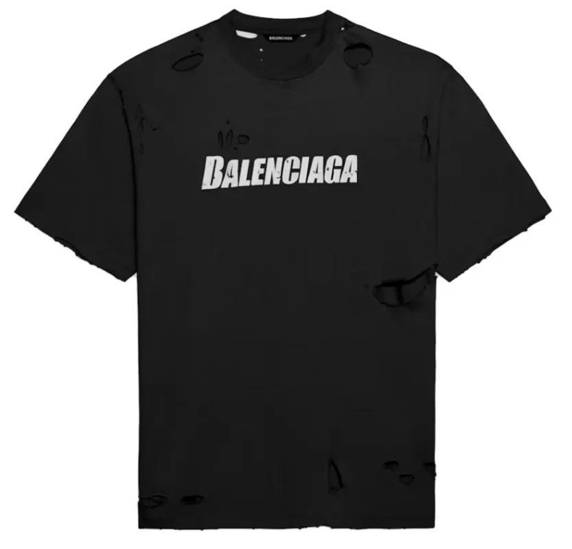 Balenciaga Oversized Distressed Black Tee