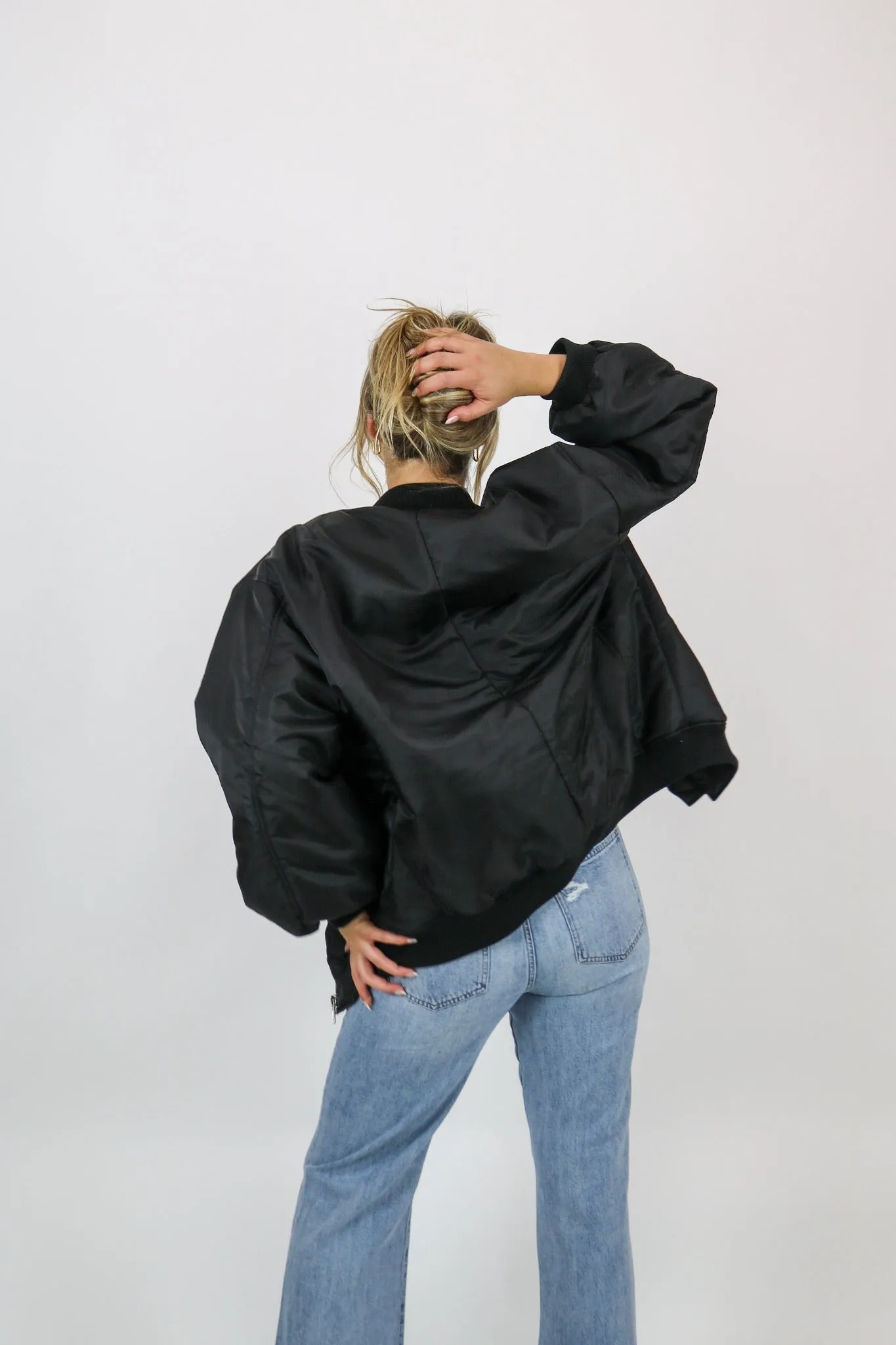 Bella Oversized Bomber Jacket | Black