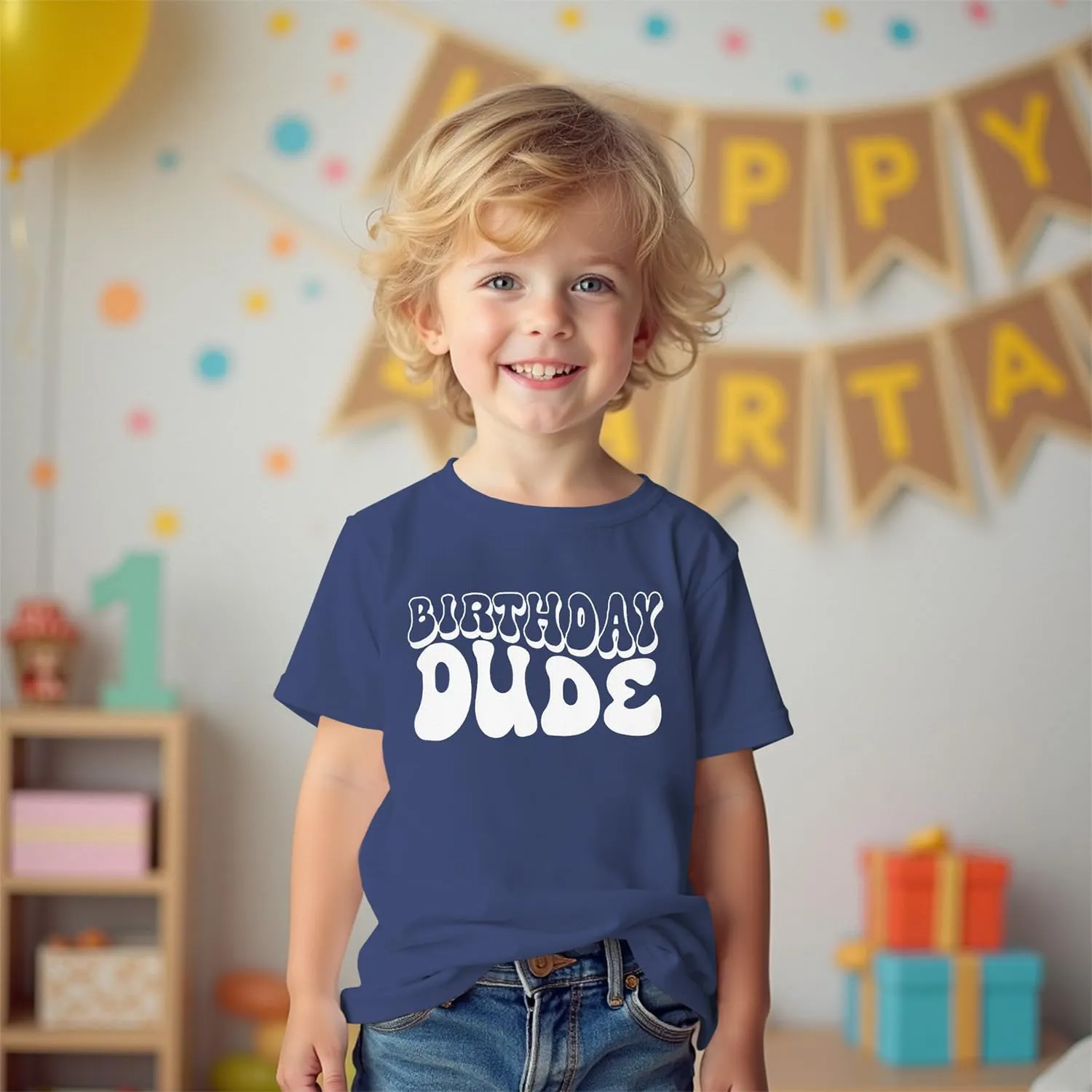 Birthday Dude Shirt Toddler Baby Boy Funny Letter Birthday T-Shirt Kids Summer Short Sleeve Party Gifts Tees Top