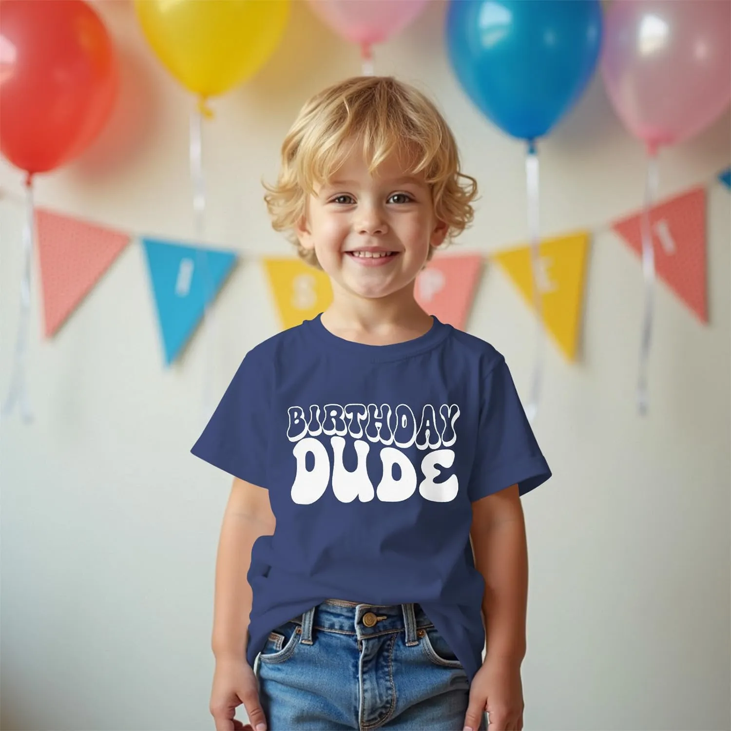 Birthday Dude Shirt Toddler Baby Boy Funny Letter Birthday T-Shirt Kids Summer Short Sleeve Party Gifts Tees Top