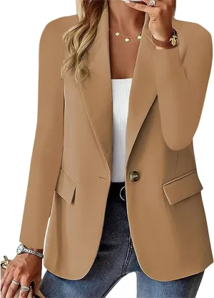 Blazers for Women Business Casual Office Work Suit Jackets Open Front V Neck Blazers One Button Lightweight Jackets