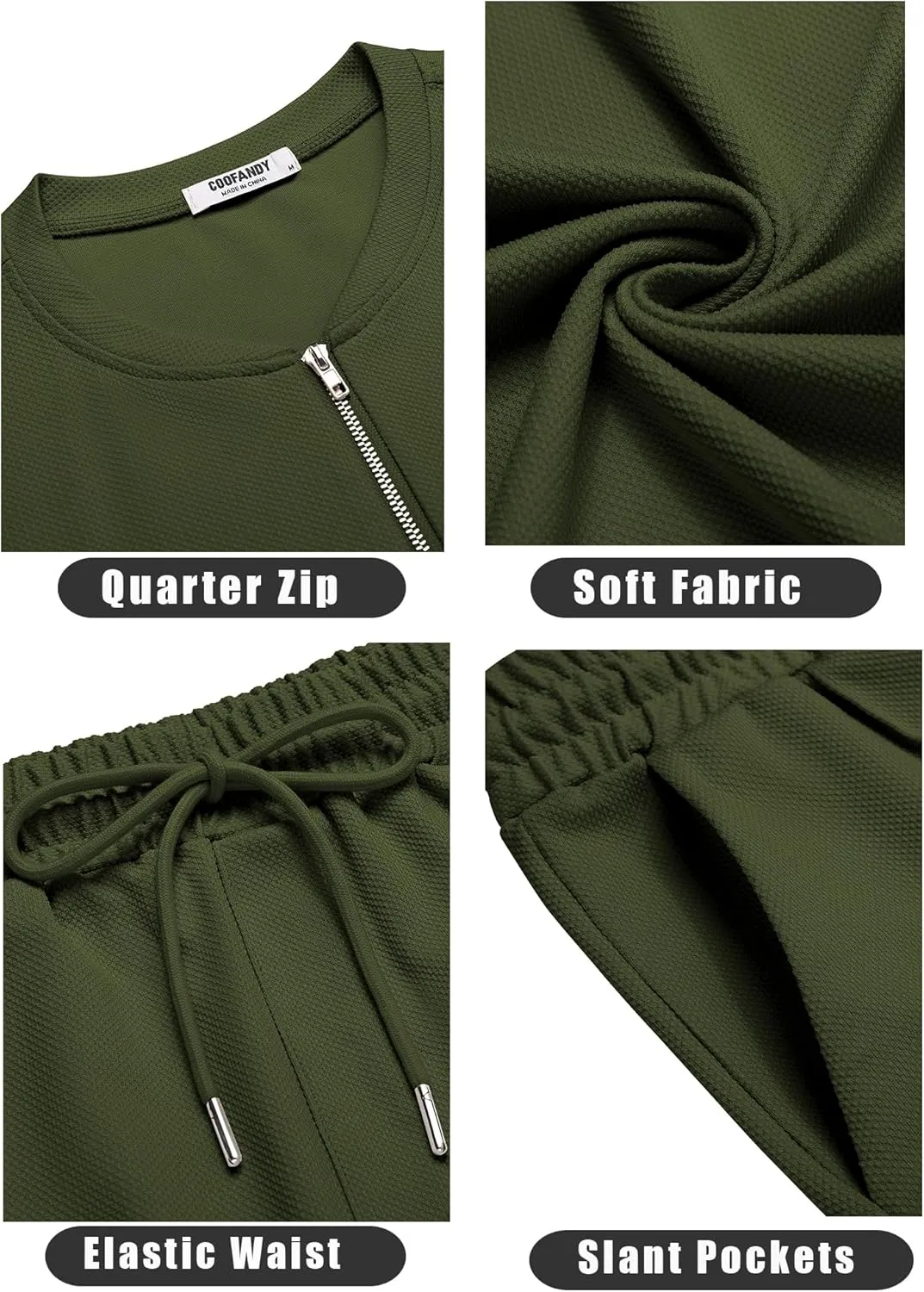 COOFANDY Men's 2 Pieces Outfits Casual Quarter Zip Polo T Shirt and Shorts Set Athletic Jogging Summer Tracksuit
