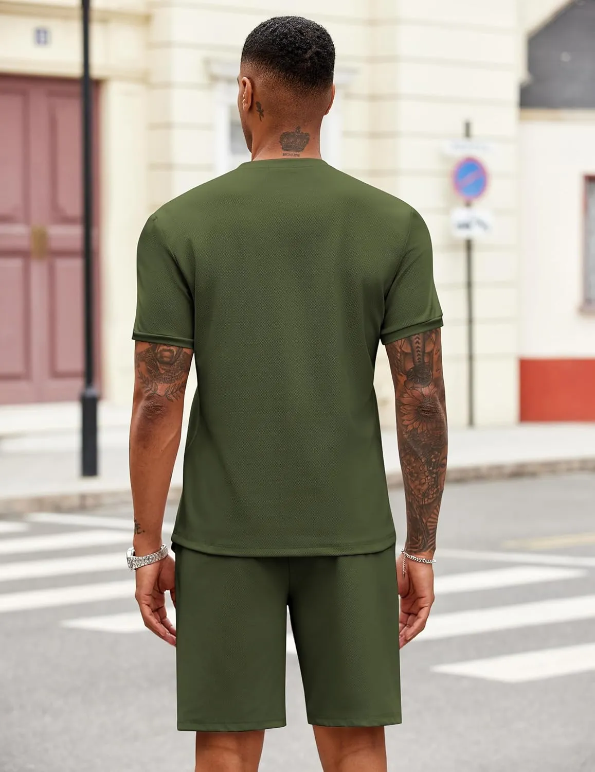 COOFANDY Men's 2 Pieces Outfits Casual Quarter Zip Polo T Shirt and Shorts Set Athletic Jogging Summer Tracksuit