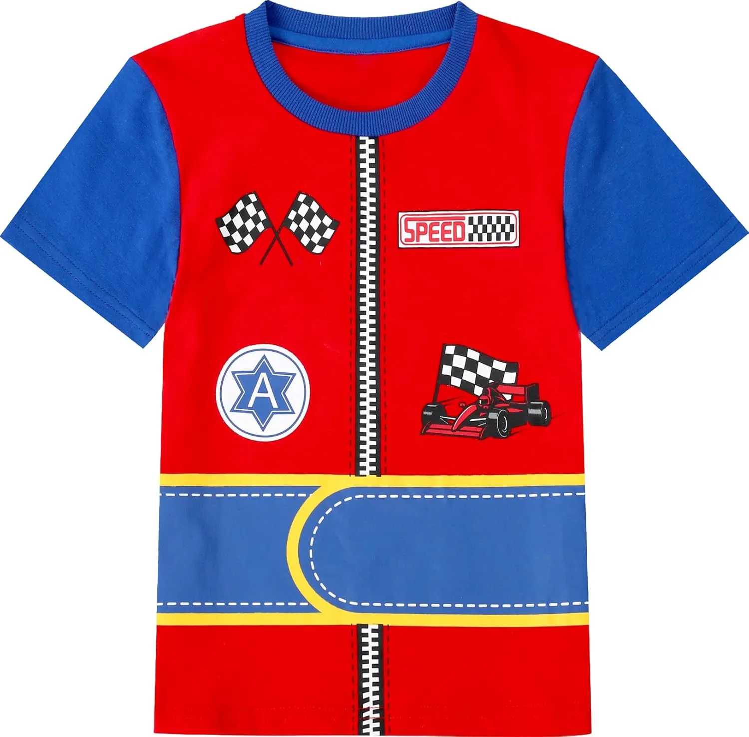COSLAND Boys and Toddlers' Cotton Print Short Sleeve T-Shirt, Novelty Crew Neck Tee, 2T-Large