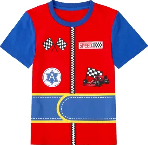 COSLAND Boys and Toddlers' Cotton Print Short Sleeve T-Shirt, Novelty Crew Neck Tee, 2T-Large