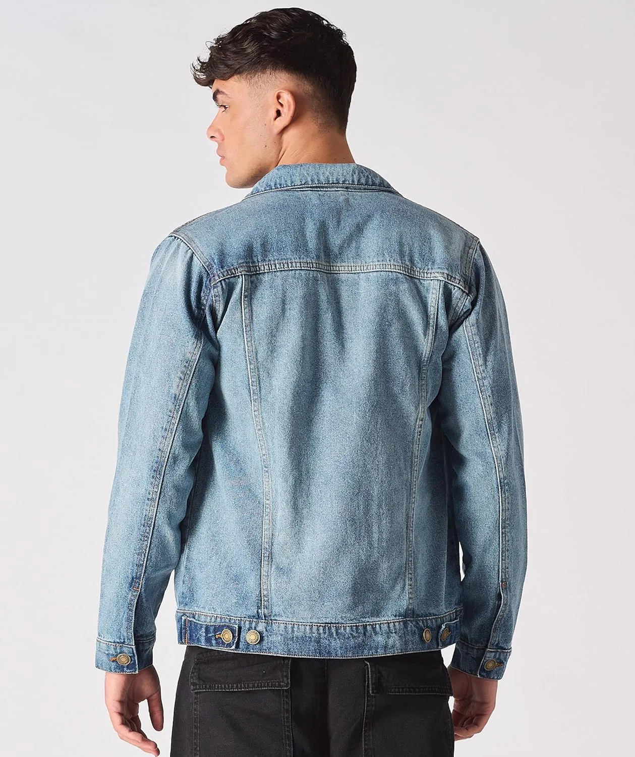 Denim Jacket Men - Casual Vintage Regular Fit Button Down Trucker Style  Mens Jean Jackets Stylish Everyday Outerwear
