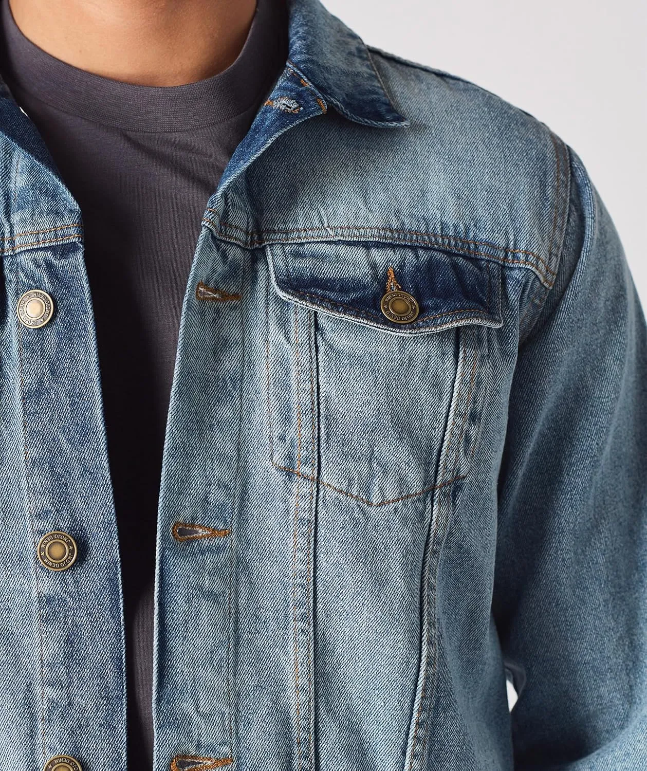 Denim Jacket Men - Casual Vintage Regular Fit Button Down Trucker Style  Mens Jean Jackets Stylish Everyday Outerwear
