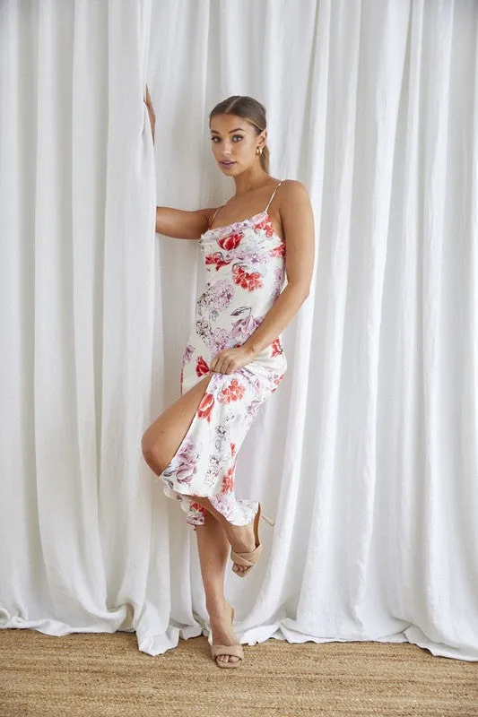 Dior Floral Midi Cowl Neck Slip Dress