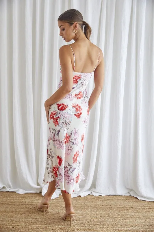 Dior Floral Midi Cowl Neck Slip Dress