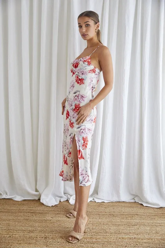 Dior Floral Midi Cowl Neck Slip Dress