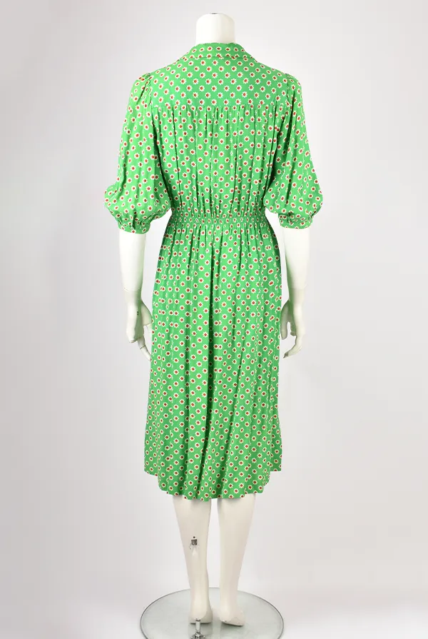 DIORLING BY CHRISTIAN DIOR GREEN FLORAL DRESS