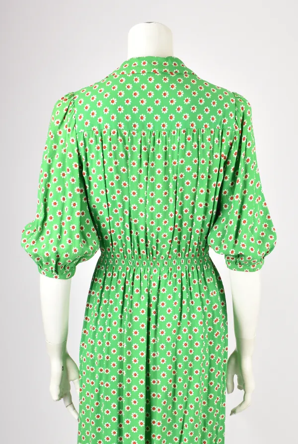 DIORLING BY CHRISTIAN DIOR GREEN FLORAL DRESS