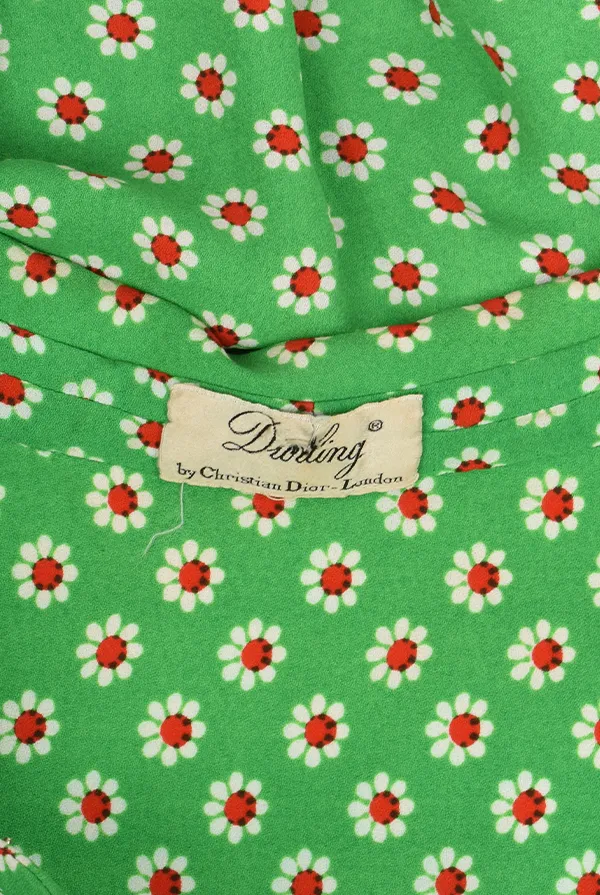 DIORLING BY CHRISTIAN DIOR GREEN FLORAL DRESS