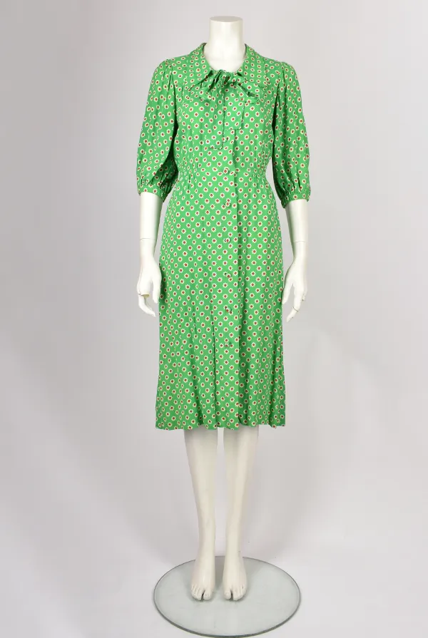 DIORLING BY CHRISTIAN DIOR GREEN FLORAL DRESS