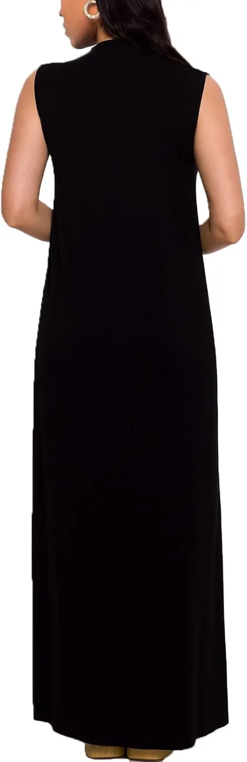 Ekaliy Women Summer Casual Sleeveless Sundress V-Neck Floral Party Maxi Long Beach Dress Vacation Outfits