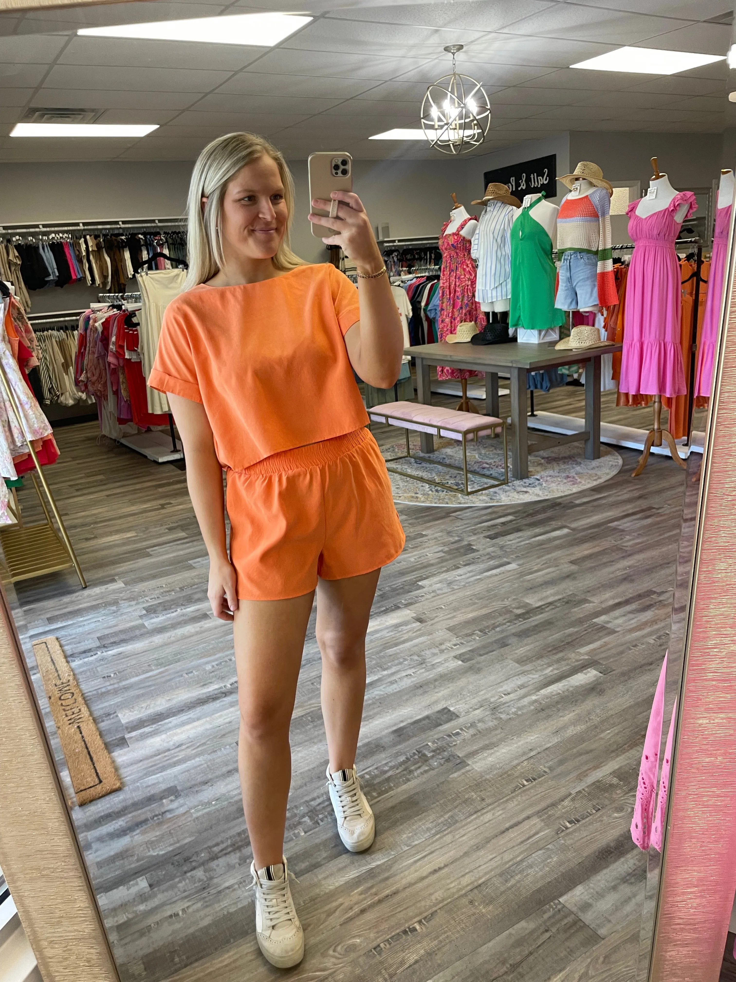 Elastic Waist Shorts - Sunkist