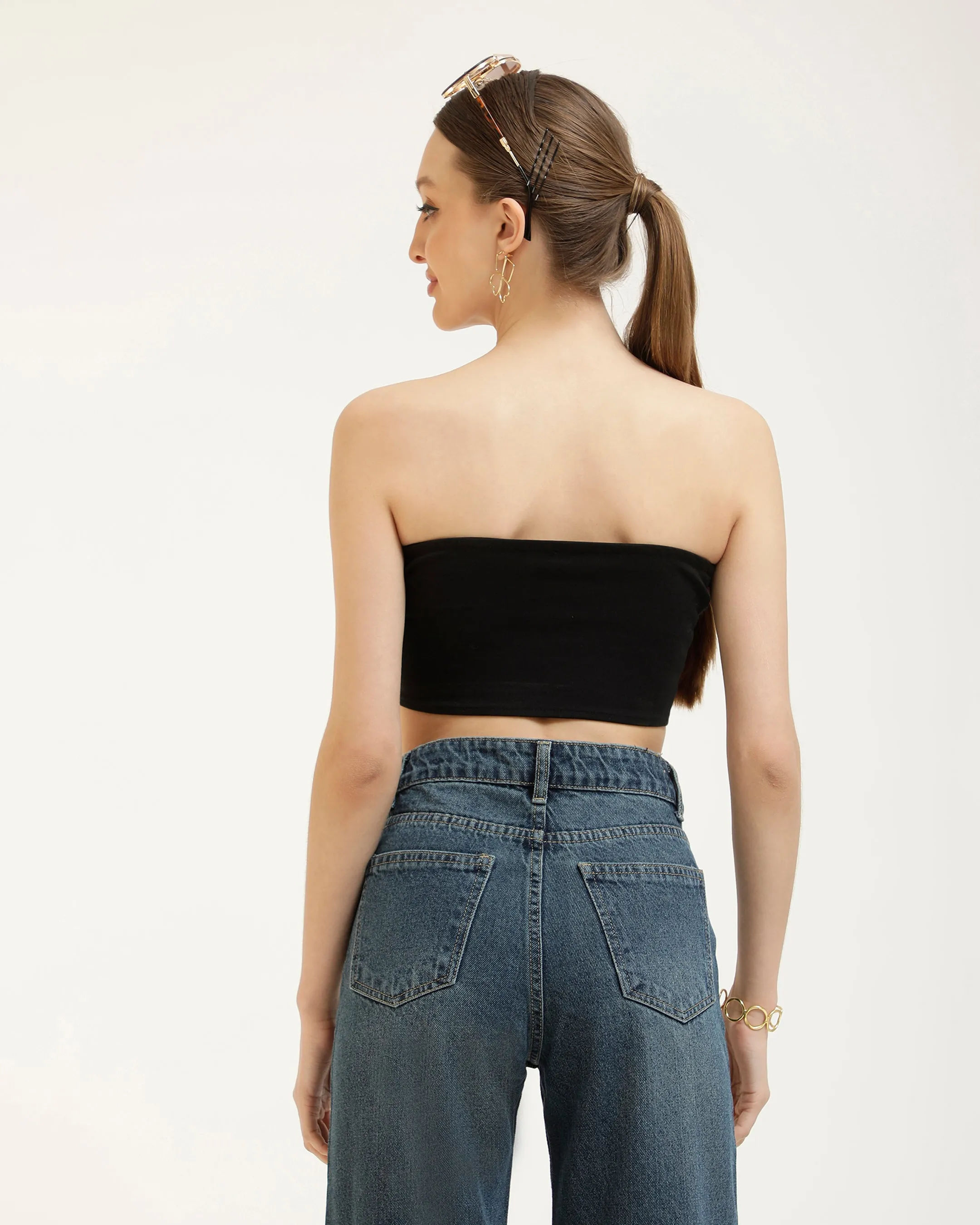 EMBROIDERED BANDEAU TOP