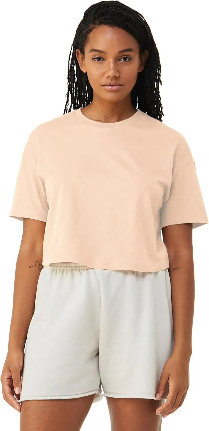Emmalise Women's Loose Fit Crop Top Tee Short Sleeves T-Shirt