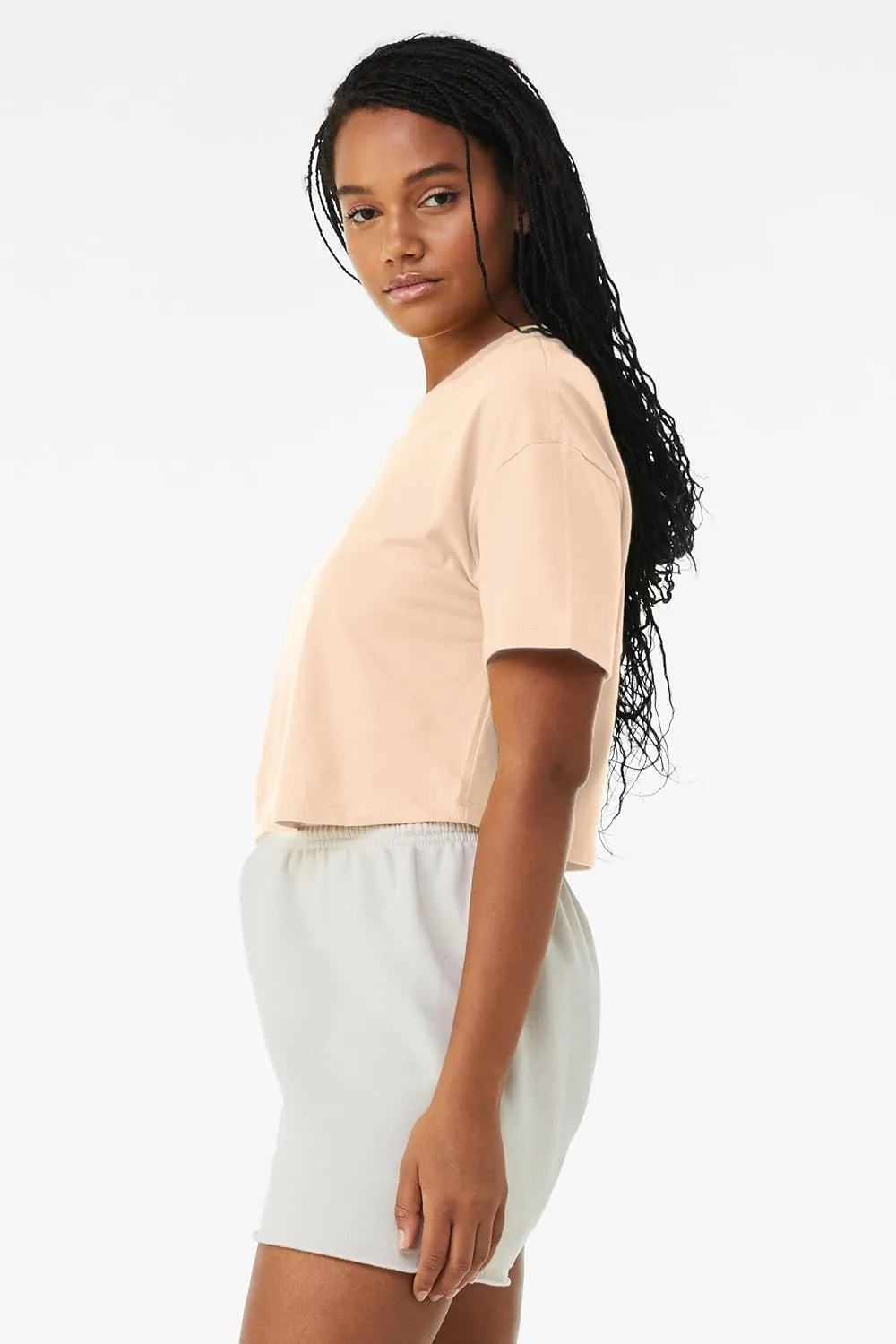 Emmalise Women's Loose Fit Crop Top Tee Short Sleeves T-Shirt