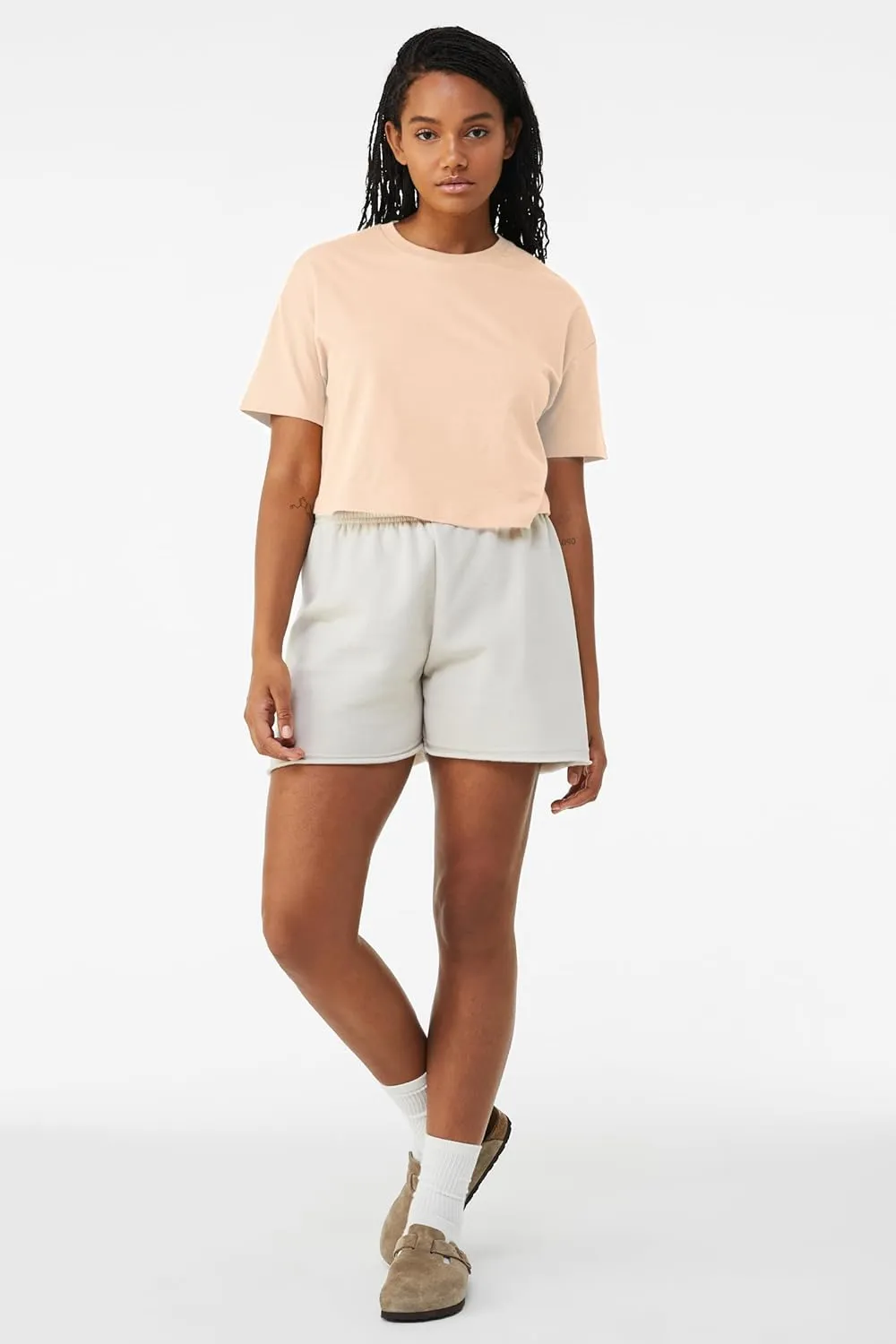Emmalise Women's Loose Fit Crop Top Tee Short Sleeves T-Shirt