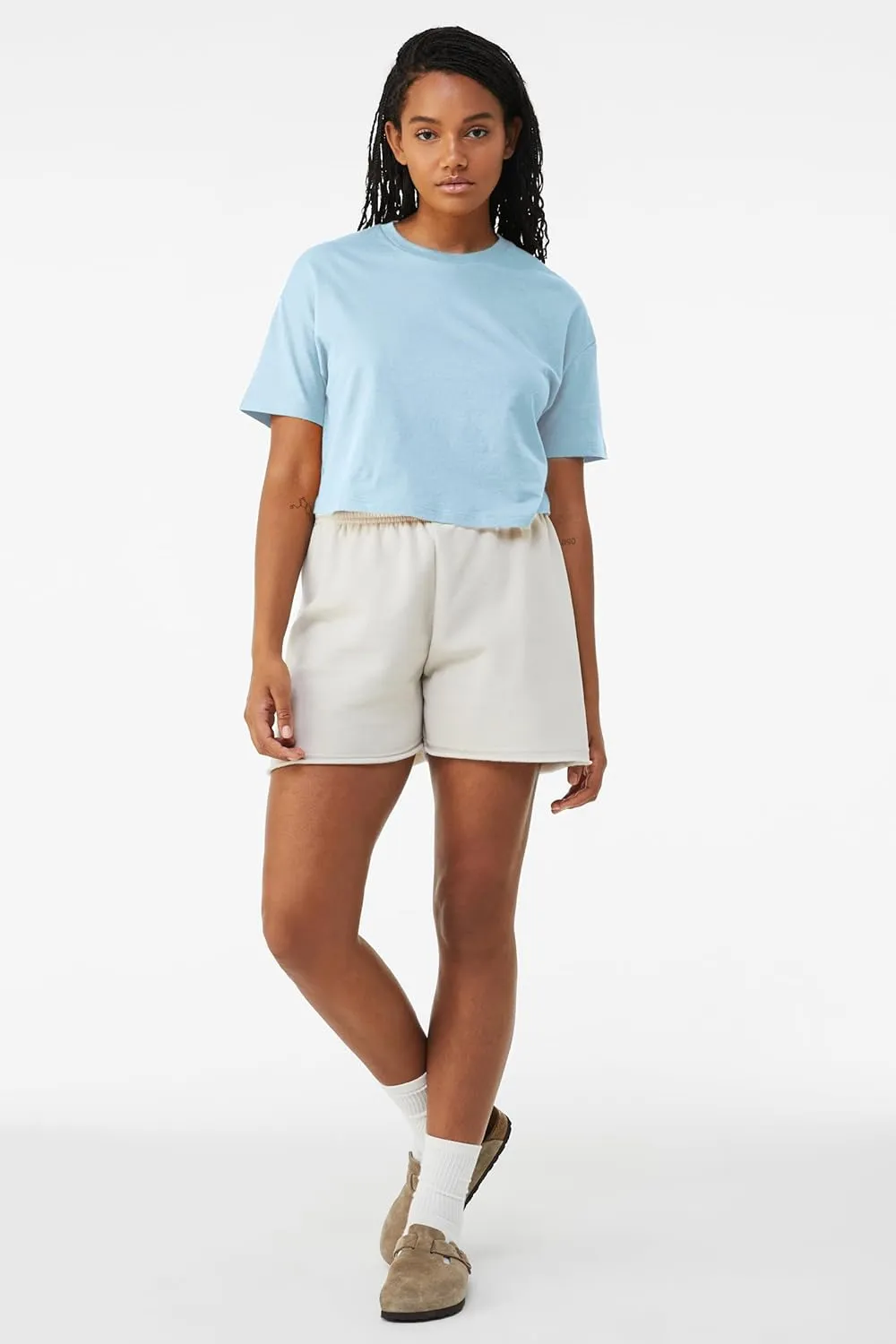 Emmalise Women's Loose Fit Crop Top Tee Short Sleeves T-Shirt