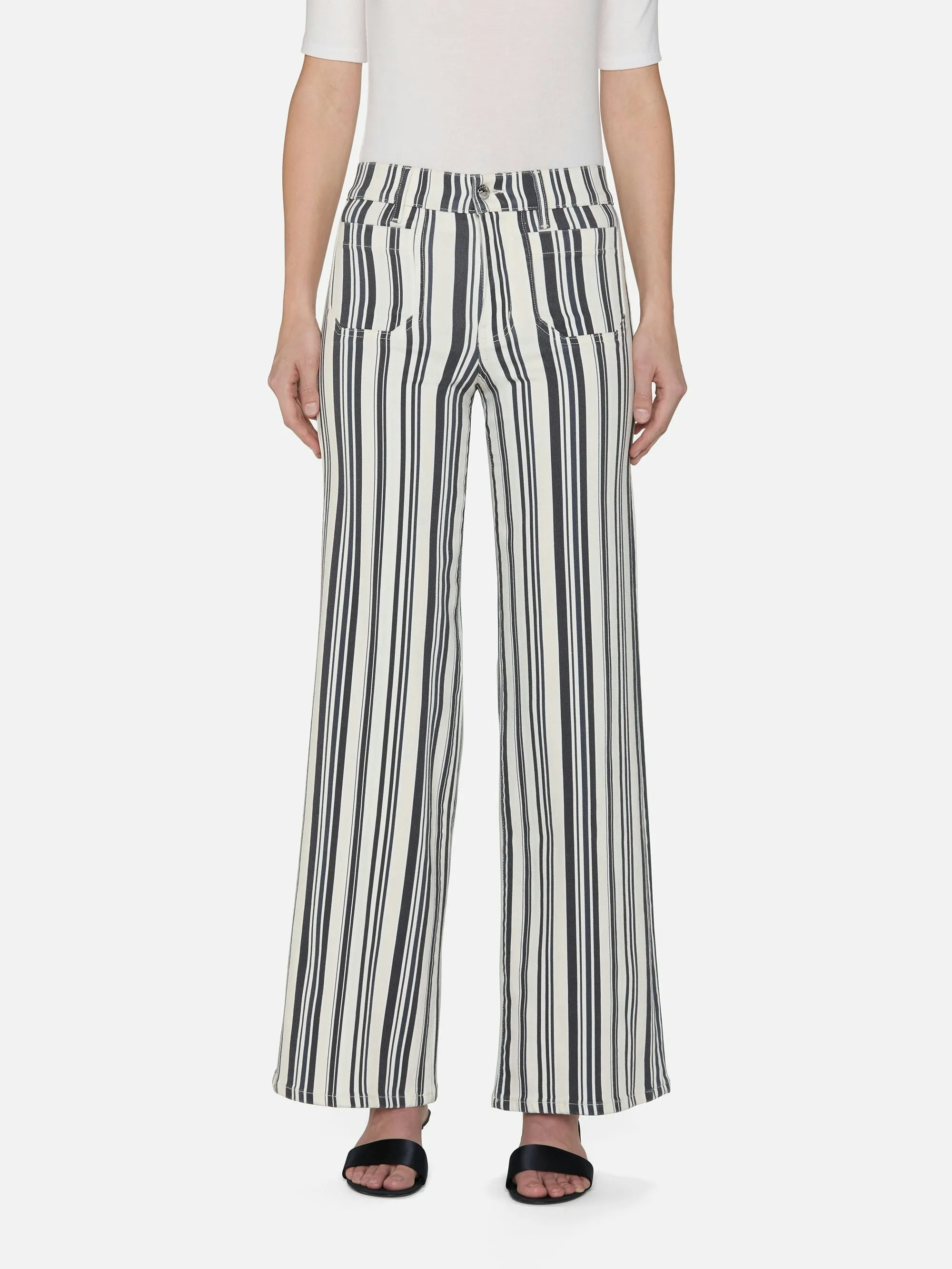 Frame Le Slim Palazzo Modernist Pocket in Navy Stripe