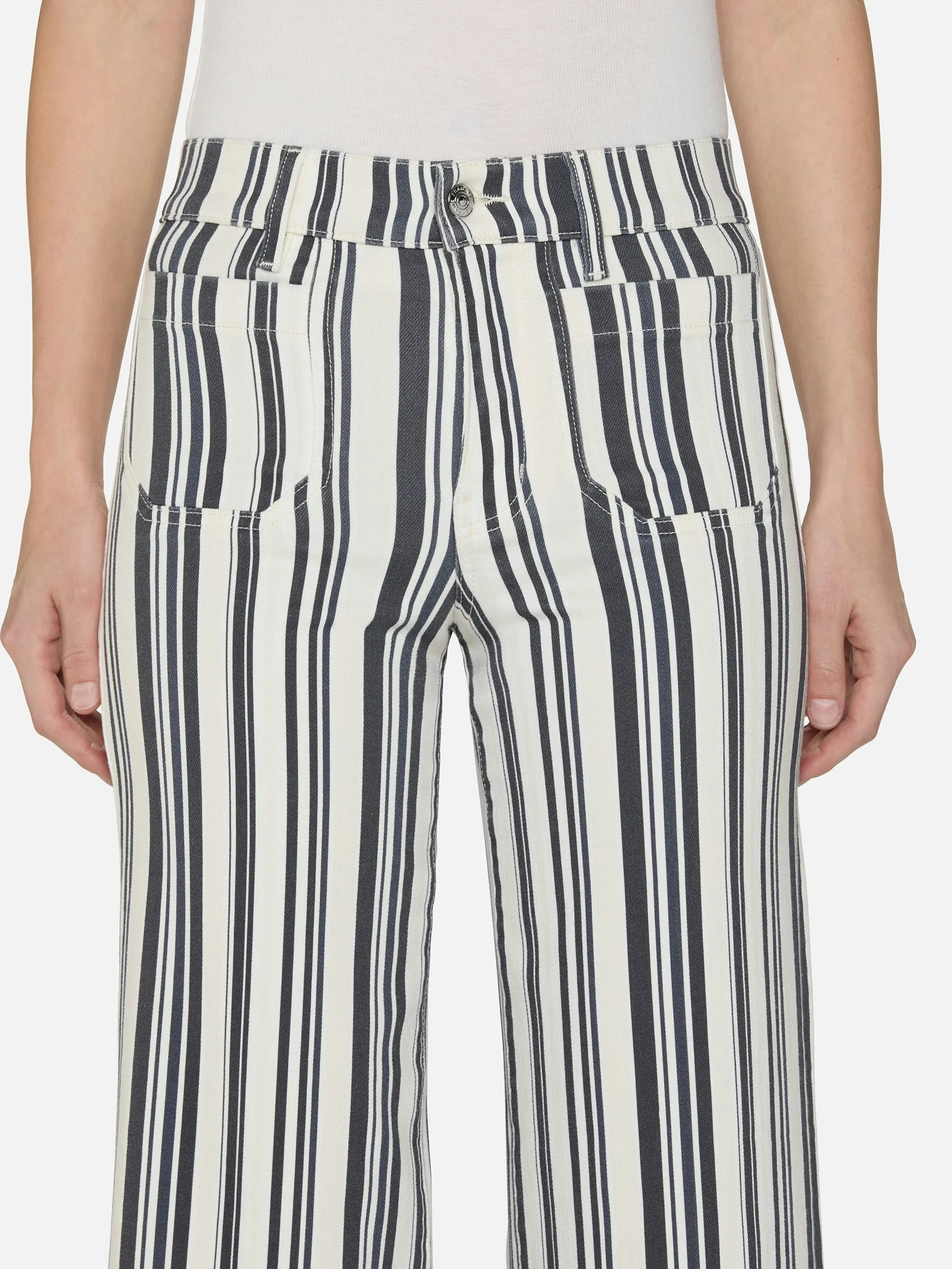 Frame Le Slim Palazzo Modernist Pocket in Navy Stripe