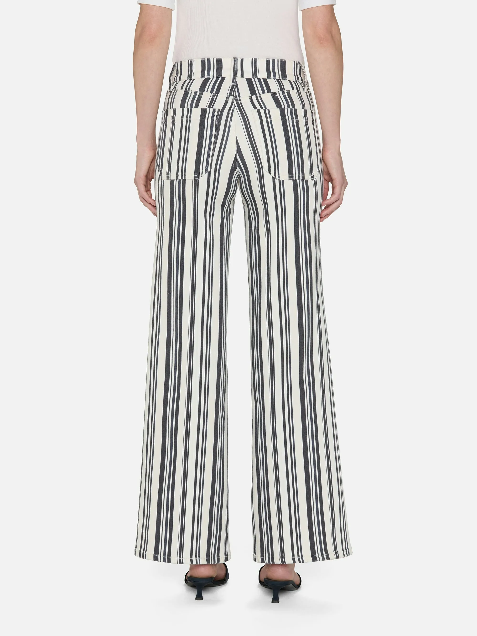 Frame Le Slim Palazzo Modernist Pocket in Navy Stripe