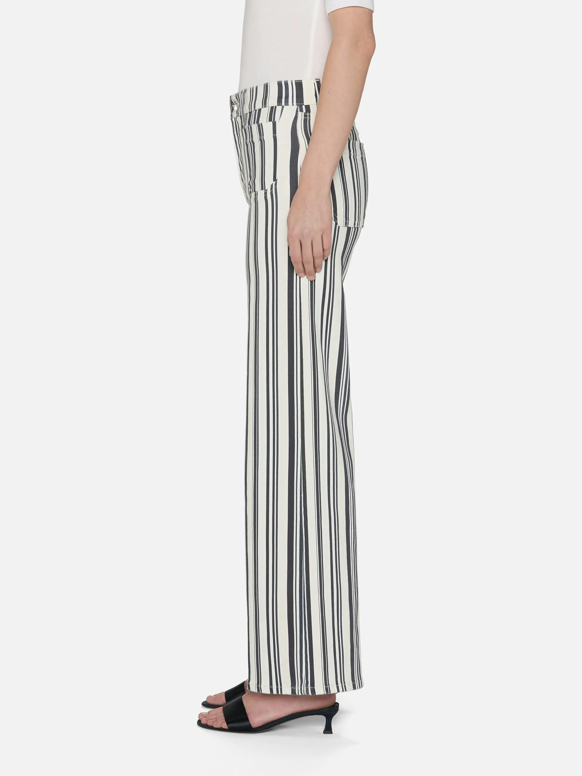 Frame Le Slim Palazzo Modernist Pocket in Navy Stripe