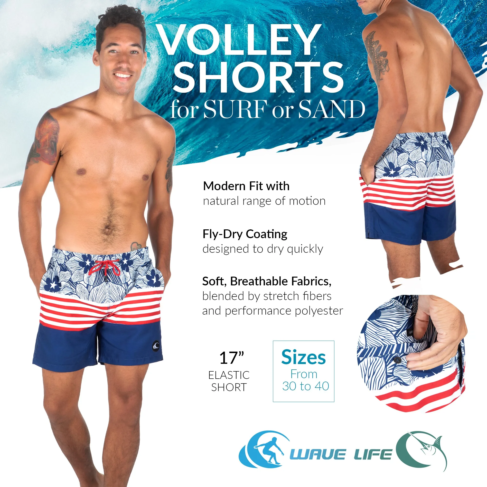 H2O Activated I Salute Elastic Waist Volley Short