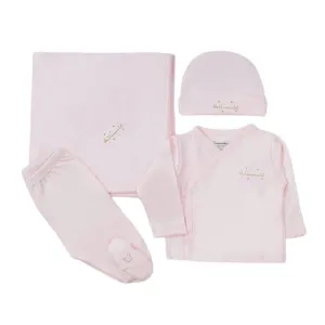 Hello World  Pima 4-Piece Set, Pink