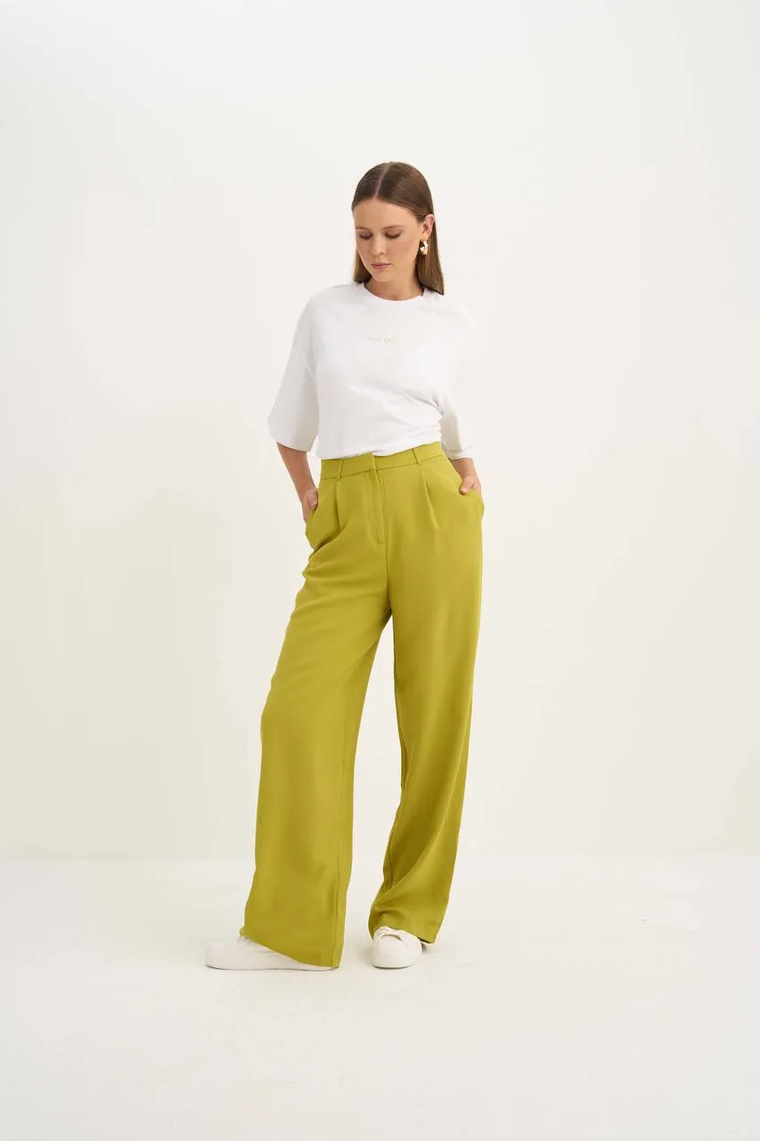 High waist palazzo lime green