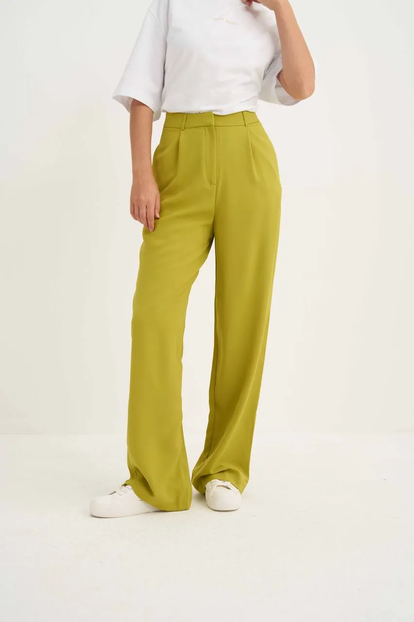 High waist palazzo lime green