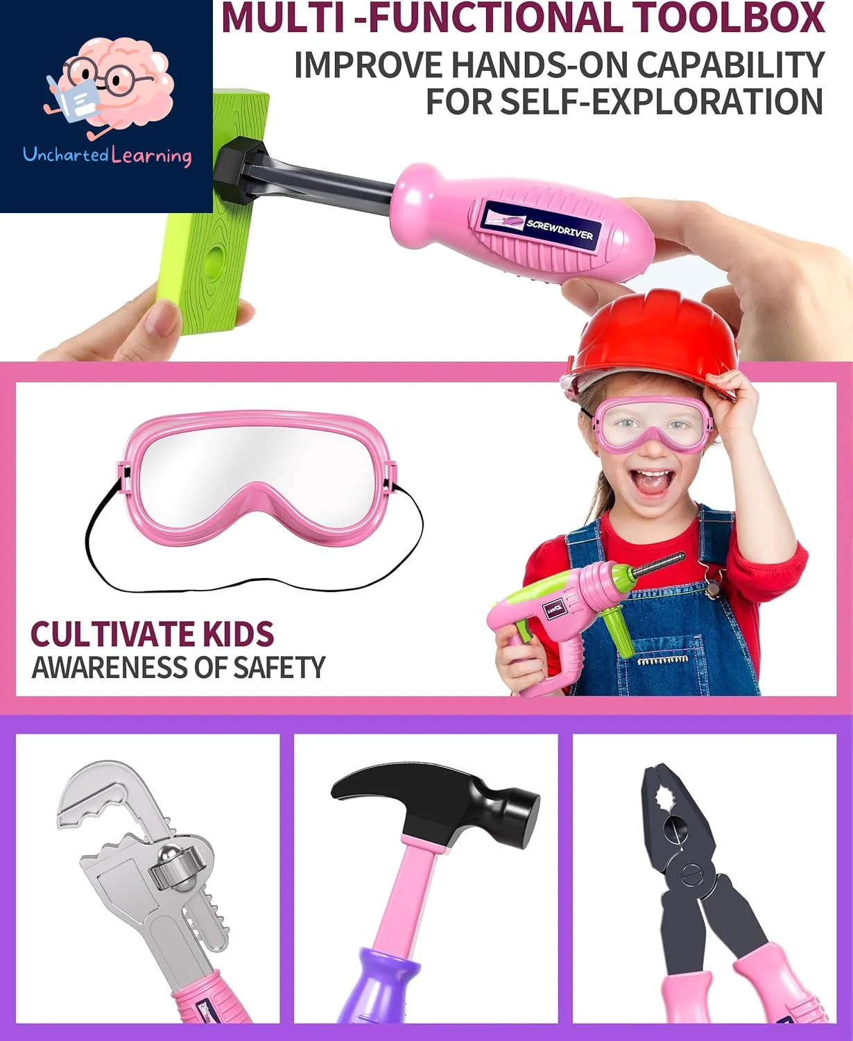 Homeschool Kids Tool Set with Electric Drill & Saw – 54 Pcs