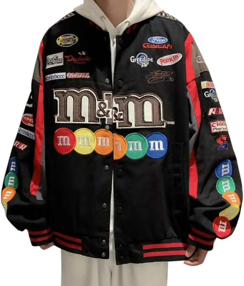 HZCX FASHION Mens Womens Varsity Badges Baseball Jacket Unisex Uniform Sport Coat Motorcycle Button Down Bomber Jackets