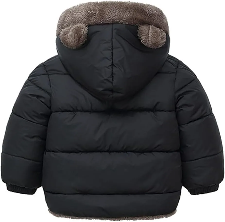 Infant Baby Winter Coat Bear Hooded Jacket Warm Fleece Snowsuit Windproof Outerwear for Toddler Boy Girl 9M-4T