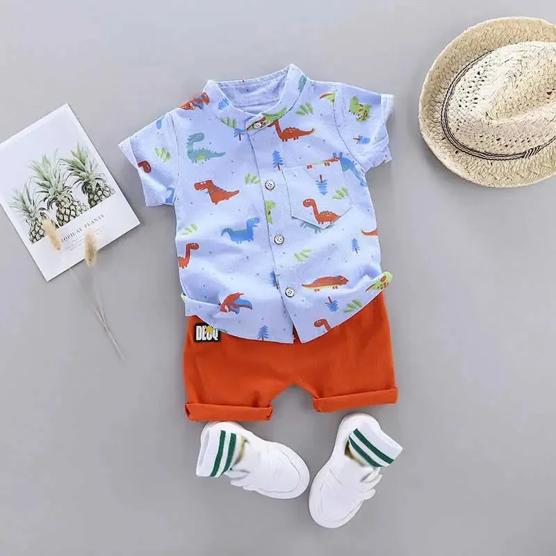 Infants & Toddlers Stand-up Collar Short Sleeve 2 Piece Set