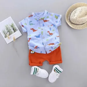 Infants & Toddlers Stand-up Collar Short Sleeve 2 Piece Set