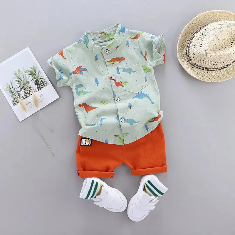 Infants & Toddlers Stand-up Collar Short Sleeve 2 Piece Set
